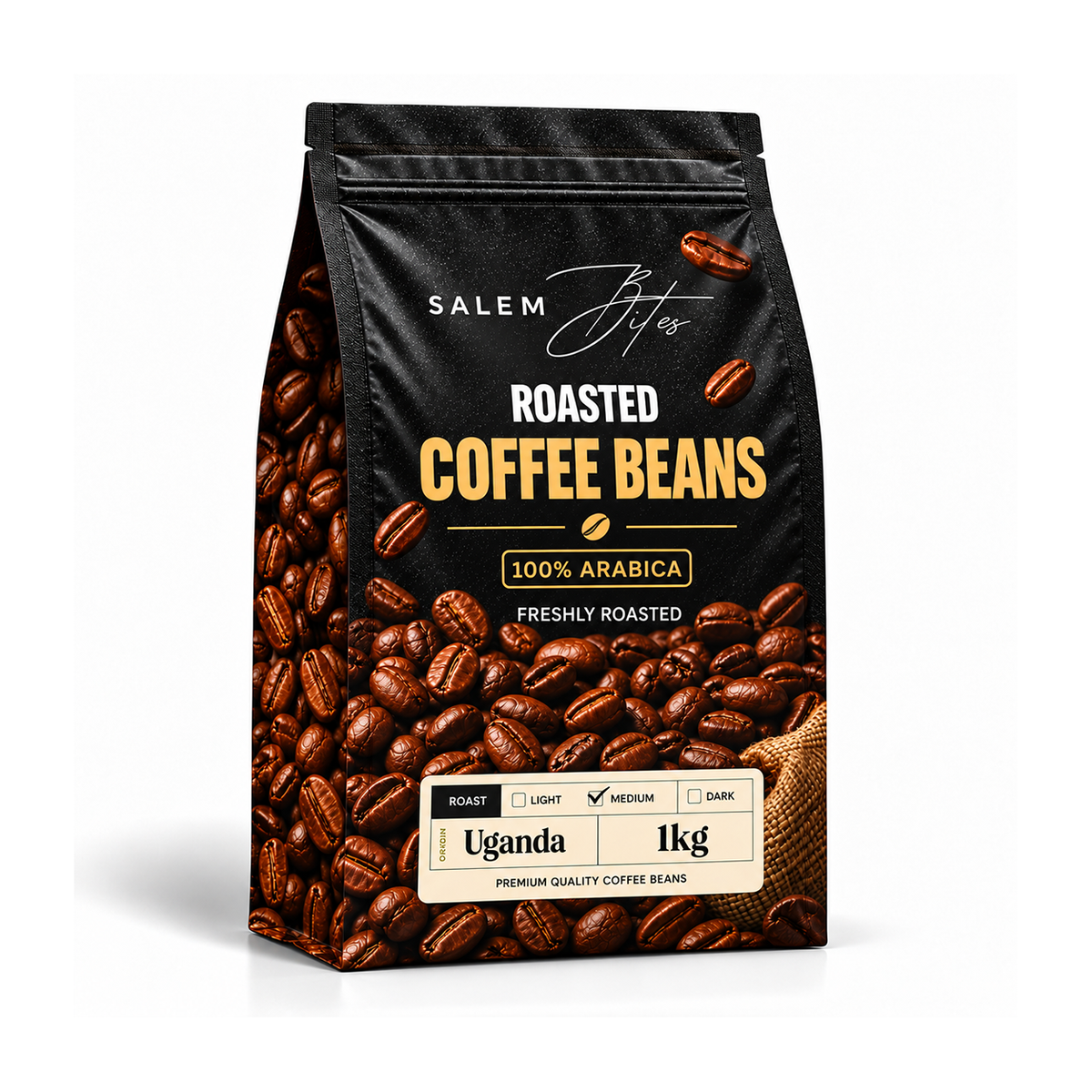 Roasted Coffee Beans — 100% Arabica — 1kg pack, front