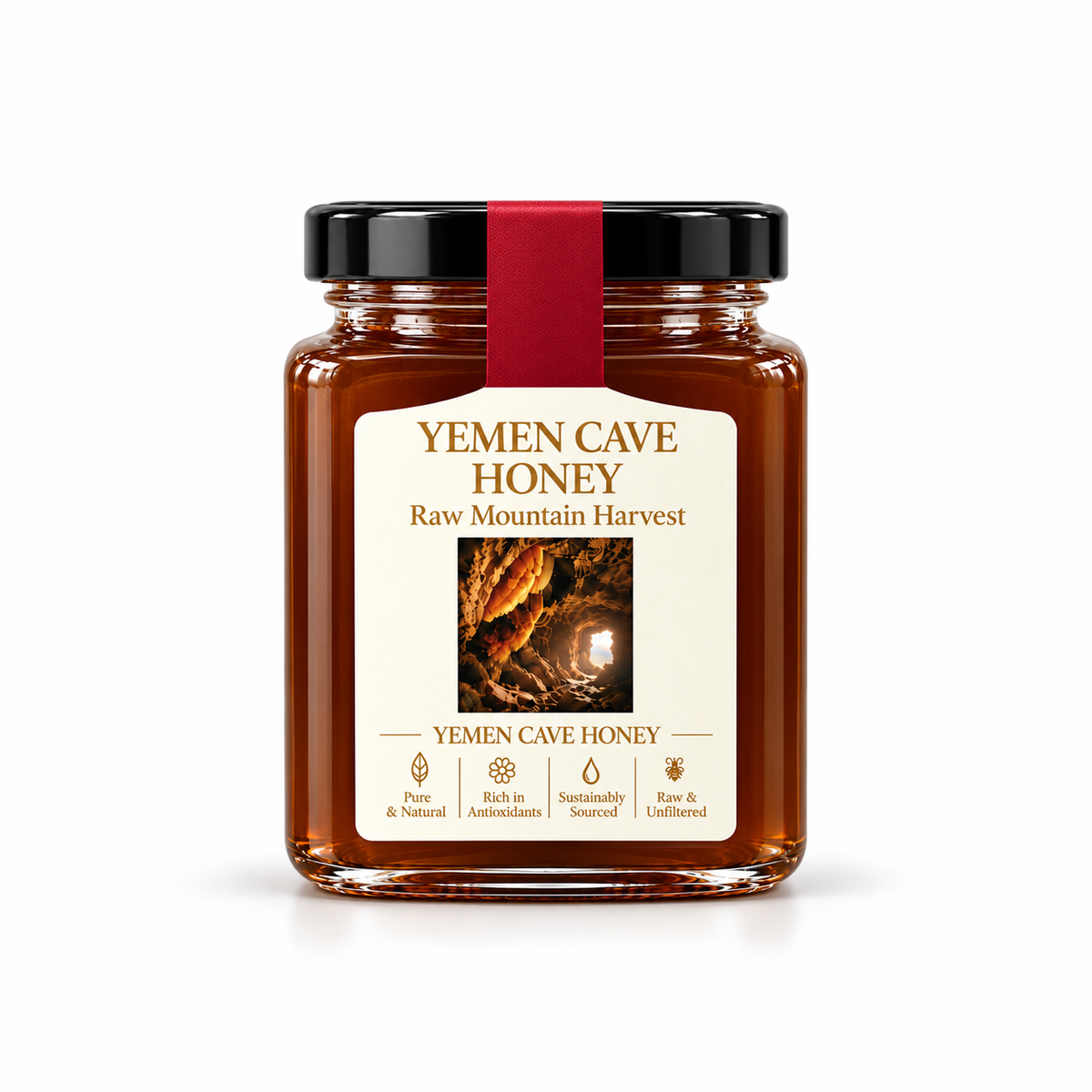 Yemeni Cave Honey — 250g jar, front